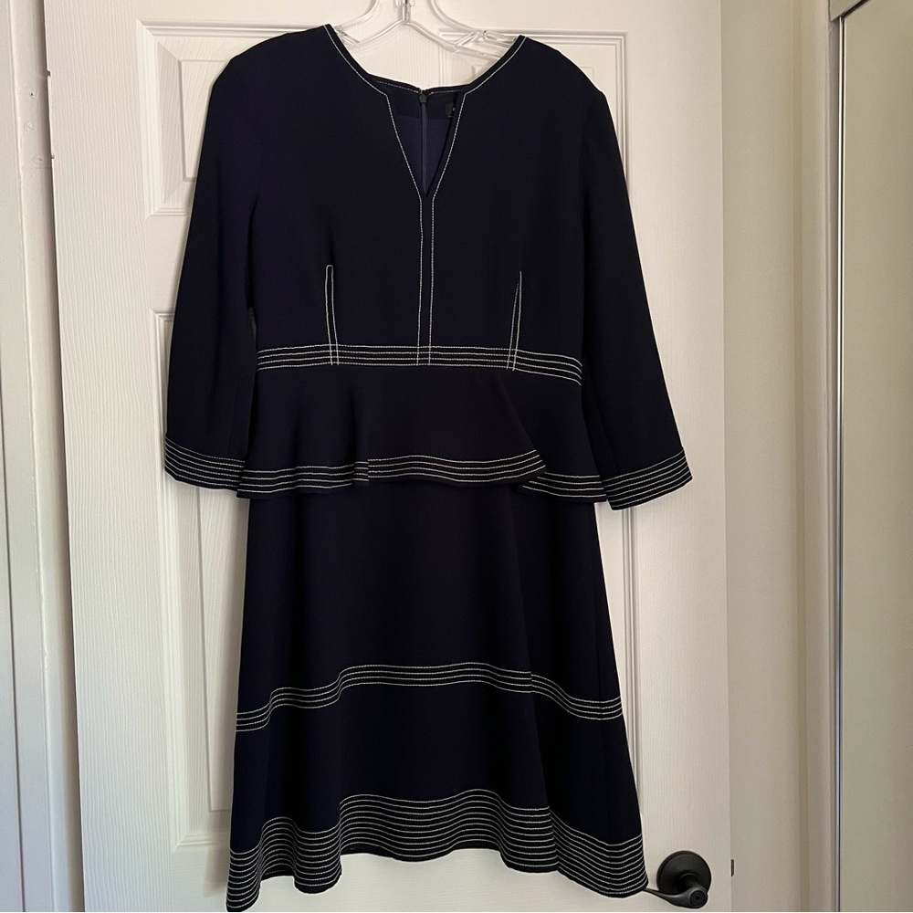 BANANA REPUBLIC Navy (blue) pablum dress with white stitches